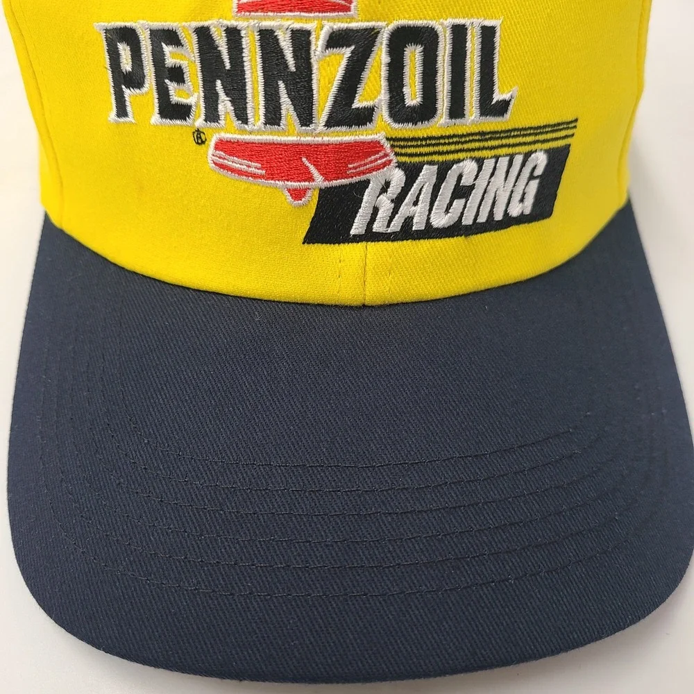 Vintage Pennzoil Racing‎ Hat Strapback K-Products Yellow Black NASCAR Cars Men